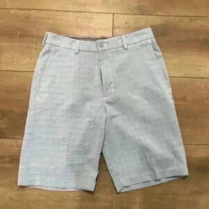 Walter‎ Hagen 11 Majors Shorts Men's 30  Blue Flat Front Plaid Golf Bermuda